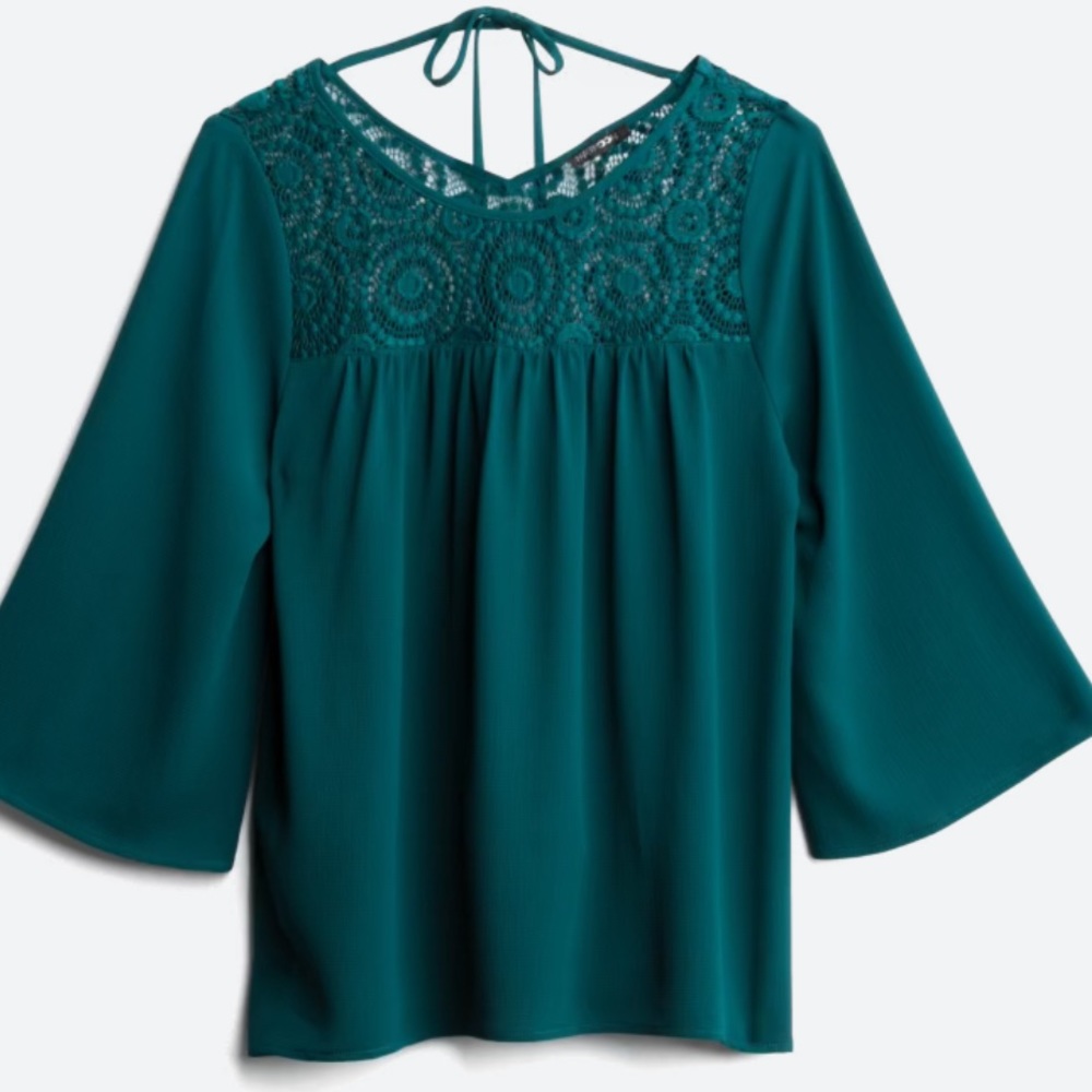 Papermoon Leis Lace Detail Blouse-teal